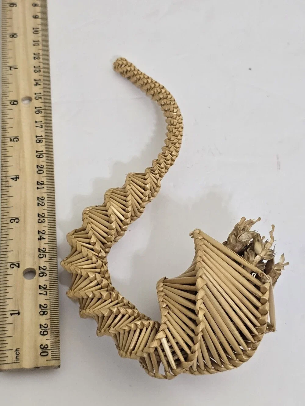 vintage hand woven Traditional Corn Dolly Spiral Cornucopia Straw Woven Decor